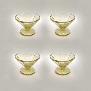4 VTG Depression Era 5 oz Madrid Amber Dessert Dishes made by Federal Glass Co